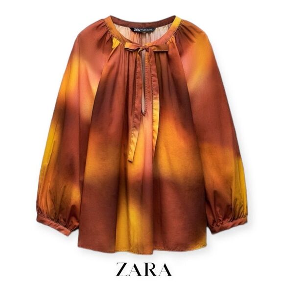 Zara Tops - ZARA | Orange | TIE DYE PRINT OVERSIZED BLOUSE